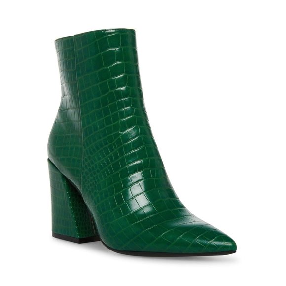 Madden Girl Cody Flared-Heel Dress Booties Green Croco - size 6M - Picture 2 of 3